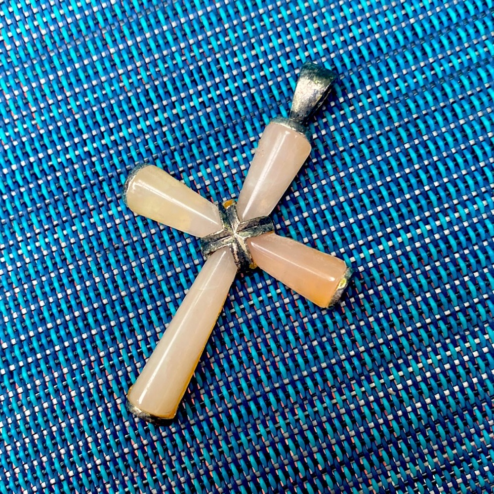 Vintage gemstone cross pendant